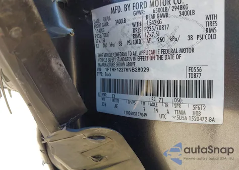 2006 Ford F-150 Stx/Xl/Xlt from USA, damaged, VIN 1FTRF12276NB28029